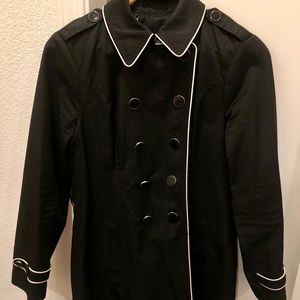Black jacket with white trim
